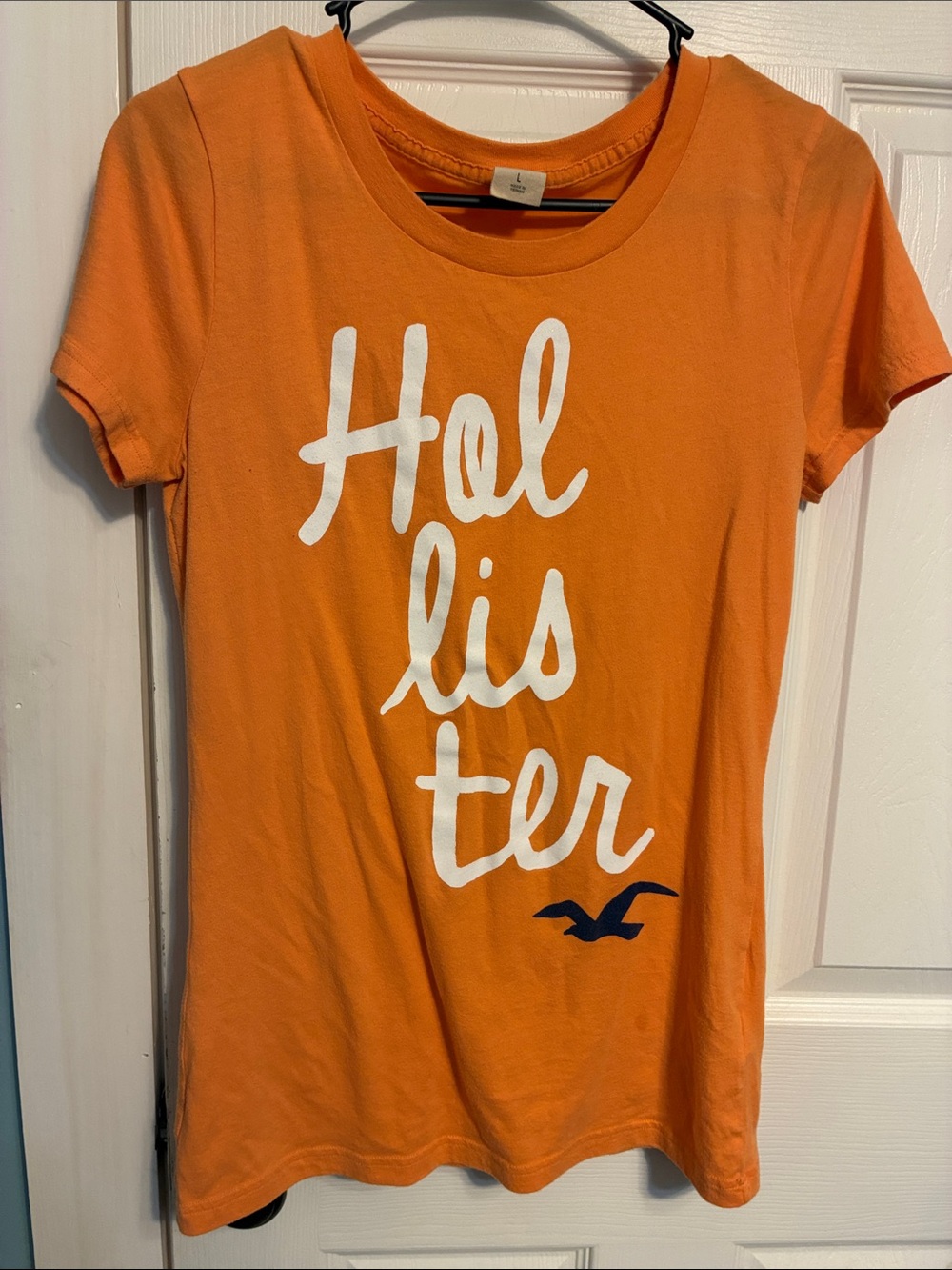 Hollister size large Orange Logo Graphic Tee